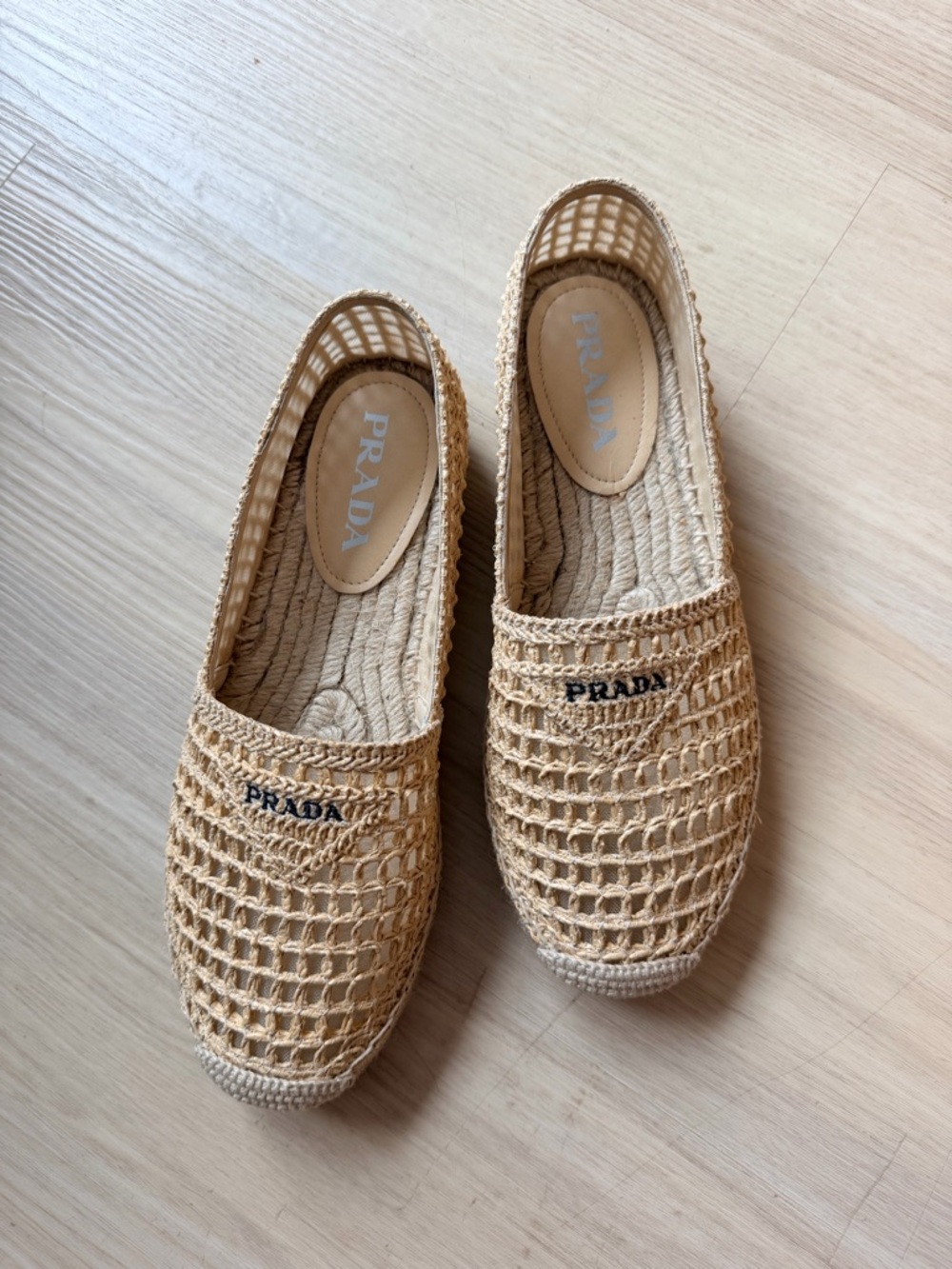 Prada Beige Crochet Espadrille Flats - Women